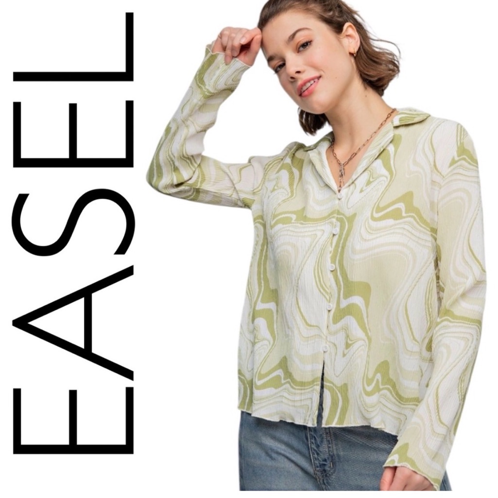 977 Easel Green Silky Blouse 977 Easel Green Silky Blouse